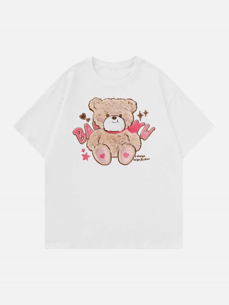 Abricot  T Shirts Aelfric Eden Bear Embroidery Tee - LWK-0945678